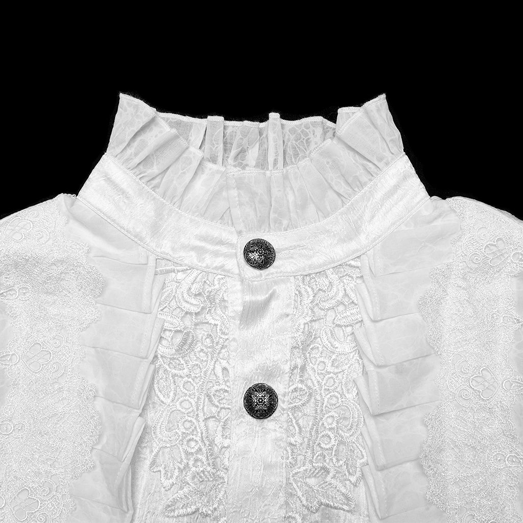 WY-1764CCM Victorian Gothic Shirts Men?????????????¨¬????o???????????¨¬??????????????¨¬????s Ruffled Button Long Sleeve Top