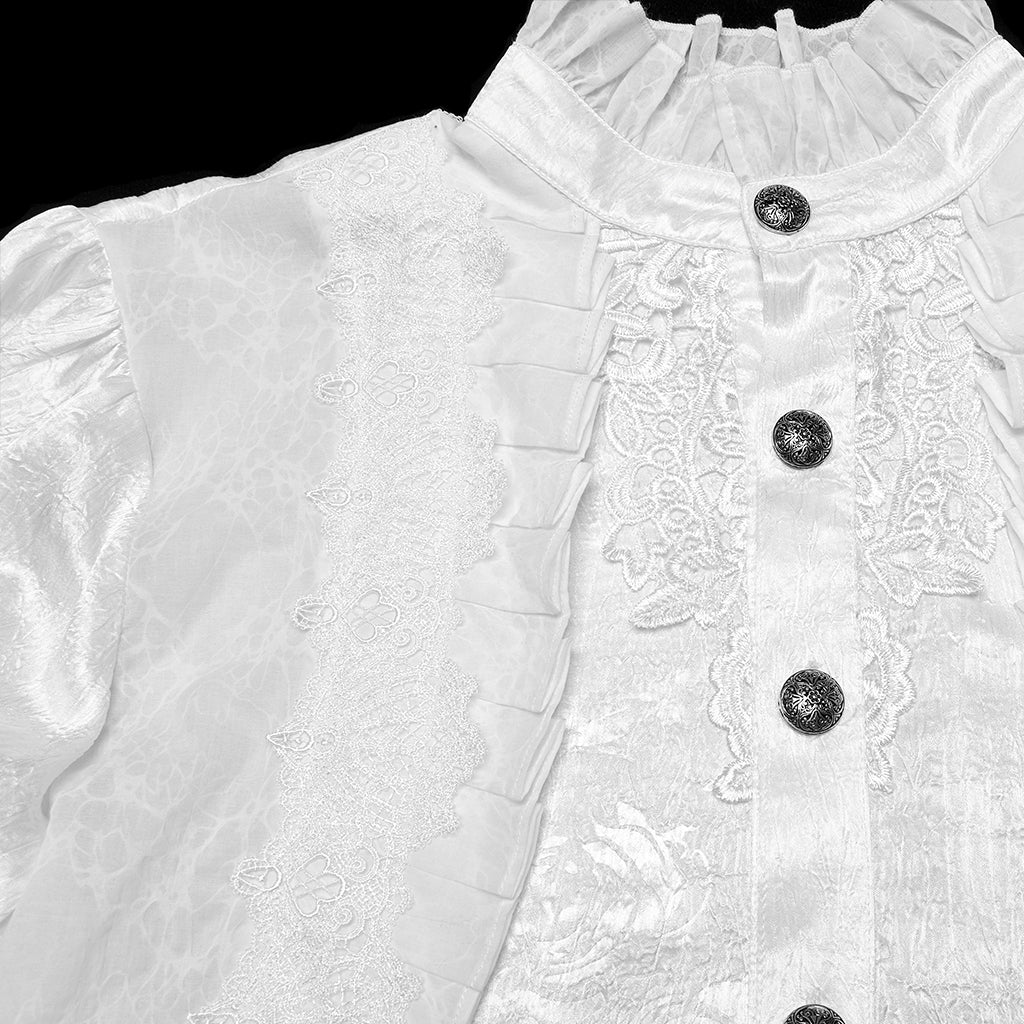 WY-1764CCM Victorian Gothic Shirts Men?????????????¨¬????o???????????¨¬??????????????¨¬????s Ruffled Button Long Sleeve Top
