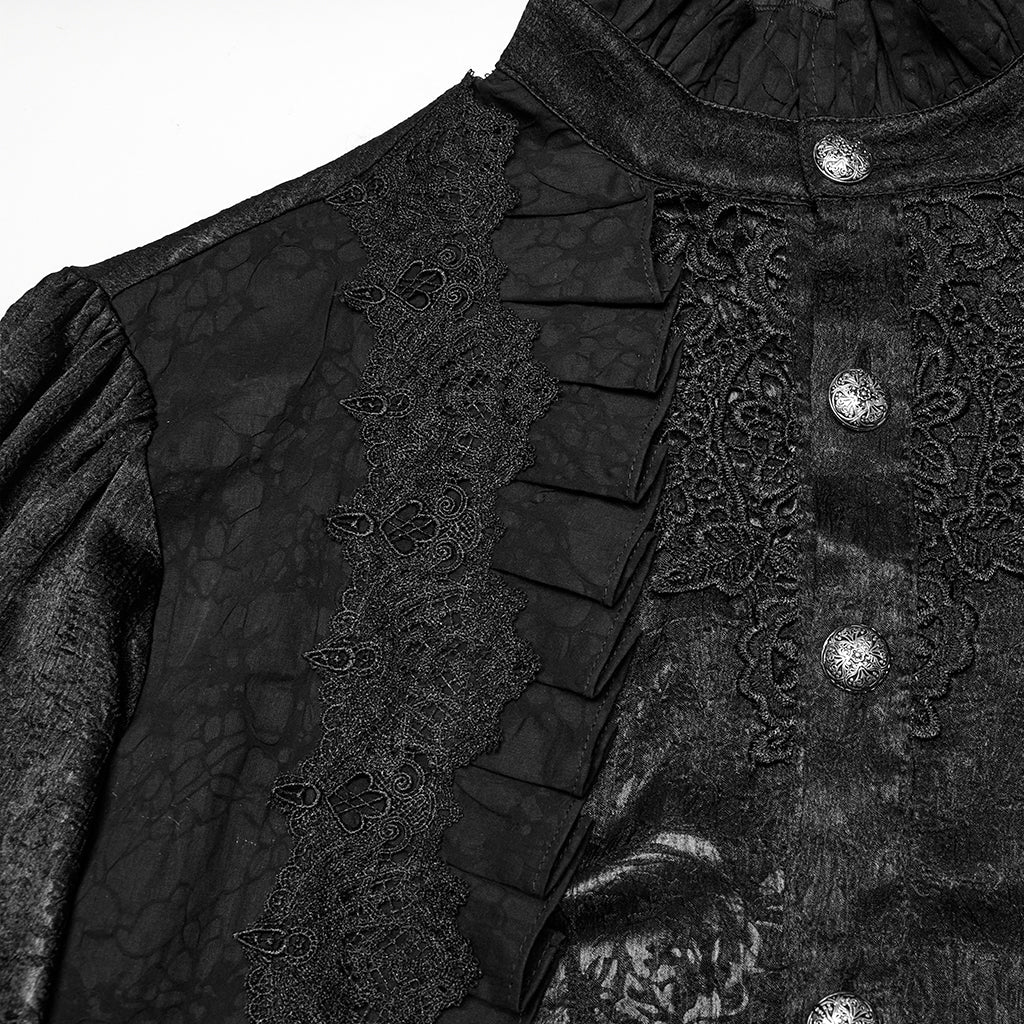 WY-1764CCM Victorian Gothic Shirts Men?????????????¨¬????o???????????¨¬??????????????¨¬????s Ruffled Button Long Sleeve Top