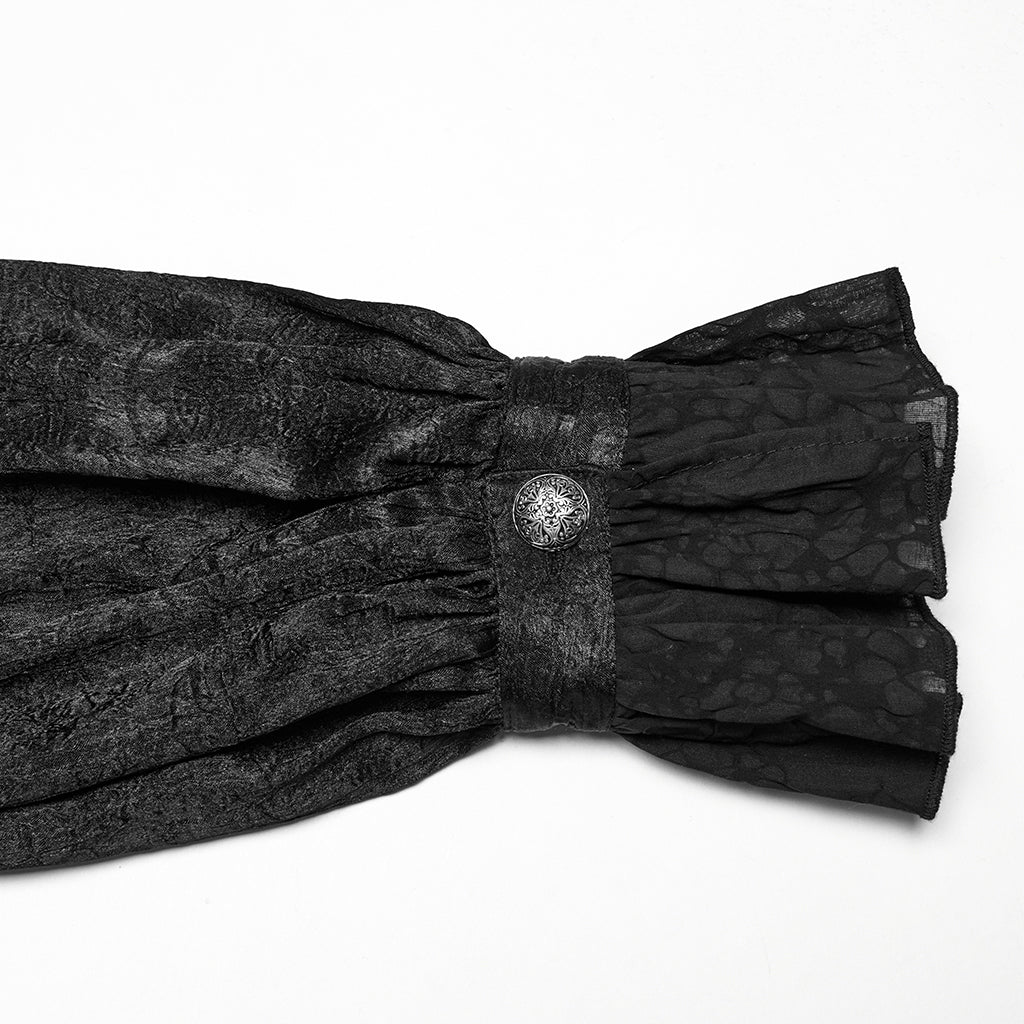 WY-1764CCM Victorian Gothic Shirts Men?????????????¨¬????o???????????¨¬??????????????¨¬????s Ruffled Button Long Sleeve Top