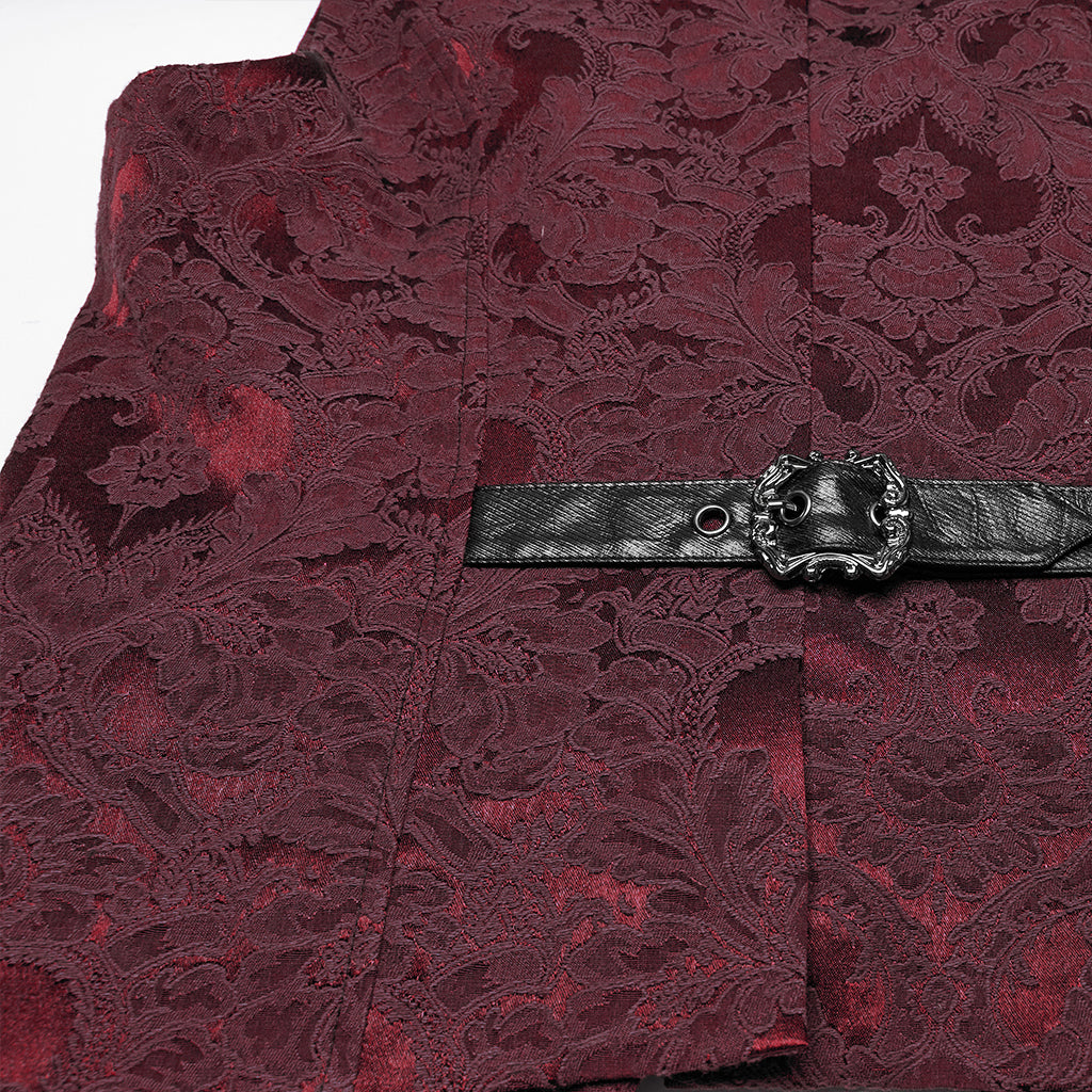 WY-1765MJM Gothic Vest Steampunk Buckle Waistcoat Victorian Brocade Design