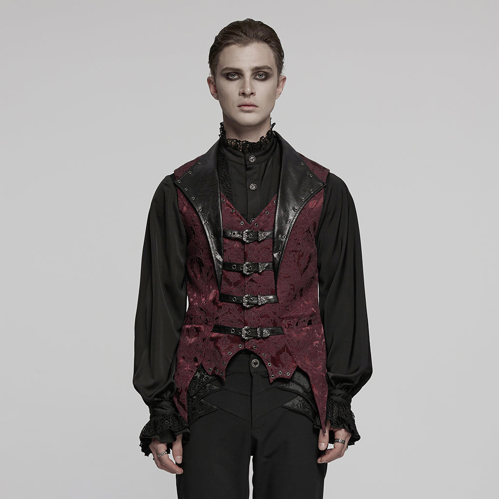WY-1765MJM Gothic Vest Steampunk Buckle Waistcoat Victorian Brocade Design