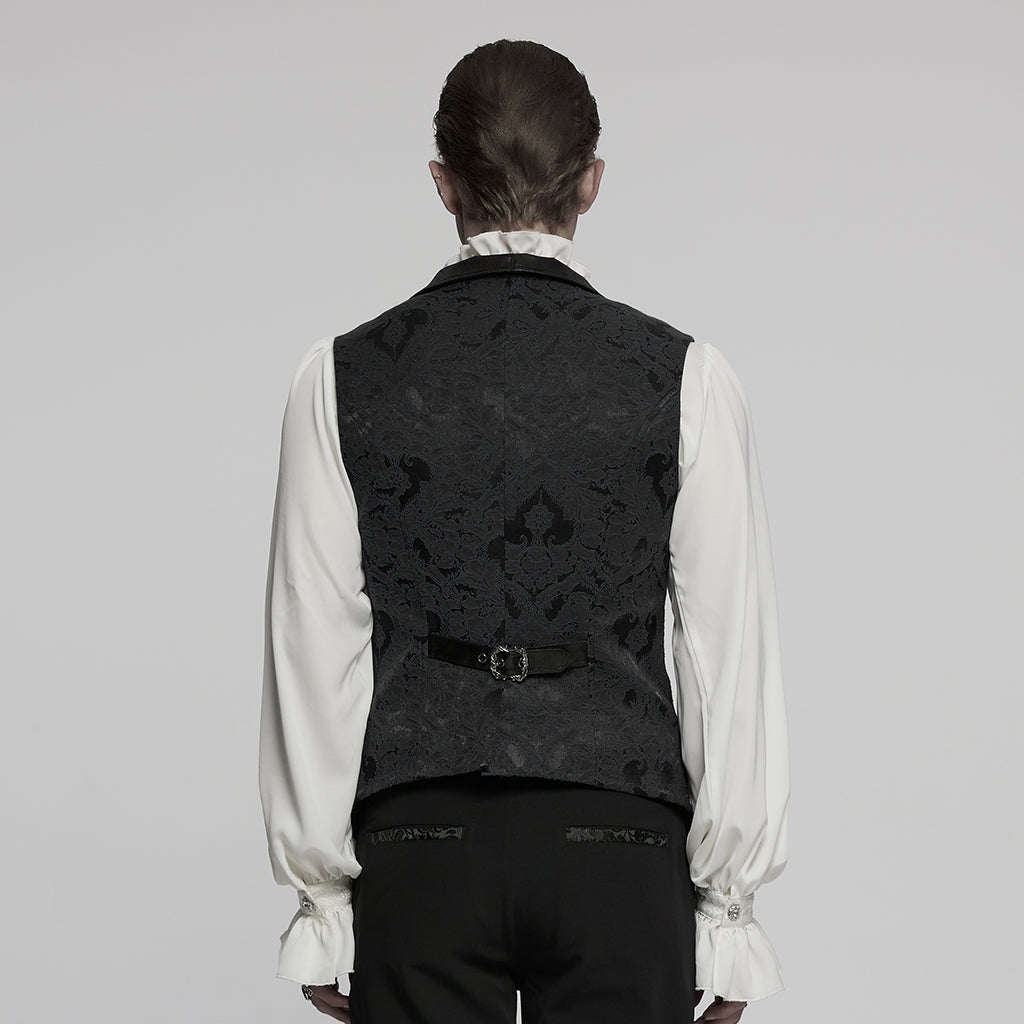 WY-1765MJM Gothic Vest Steampunk Buckle Waistcoat Victorian Brocade Design