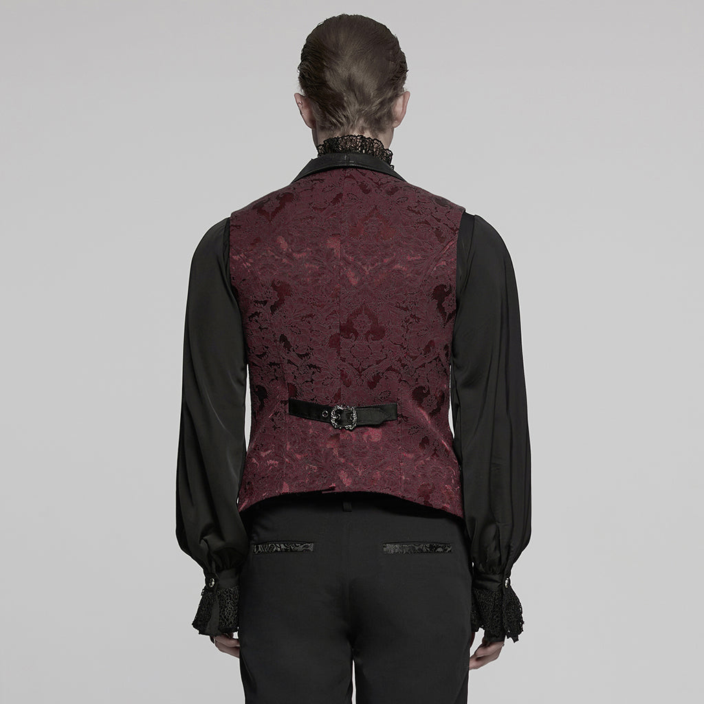 WY-1765MJM Gothic Vest Steampunk Buckle Waistcoat Victorian Brocade Design