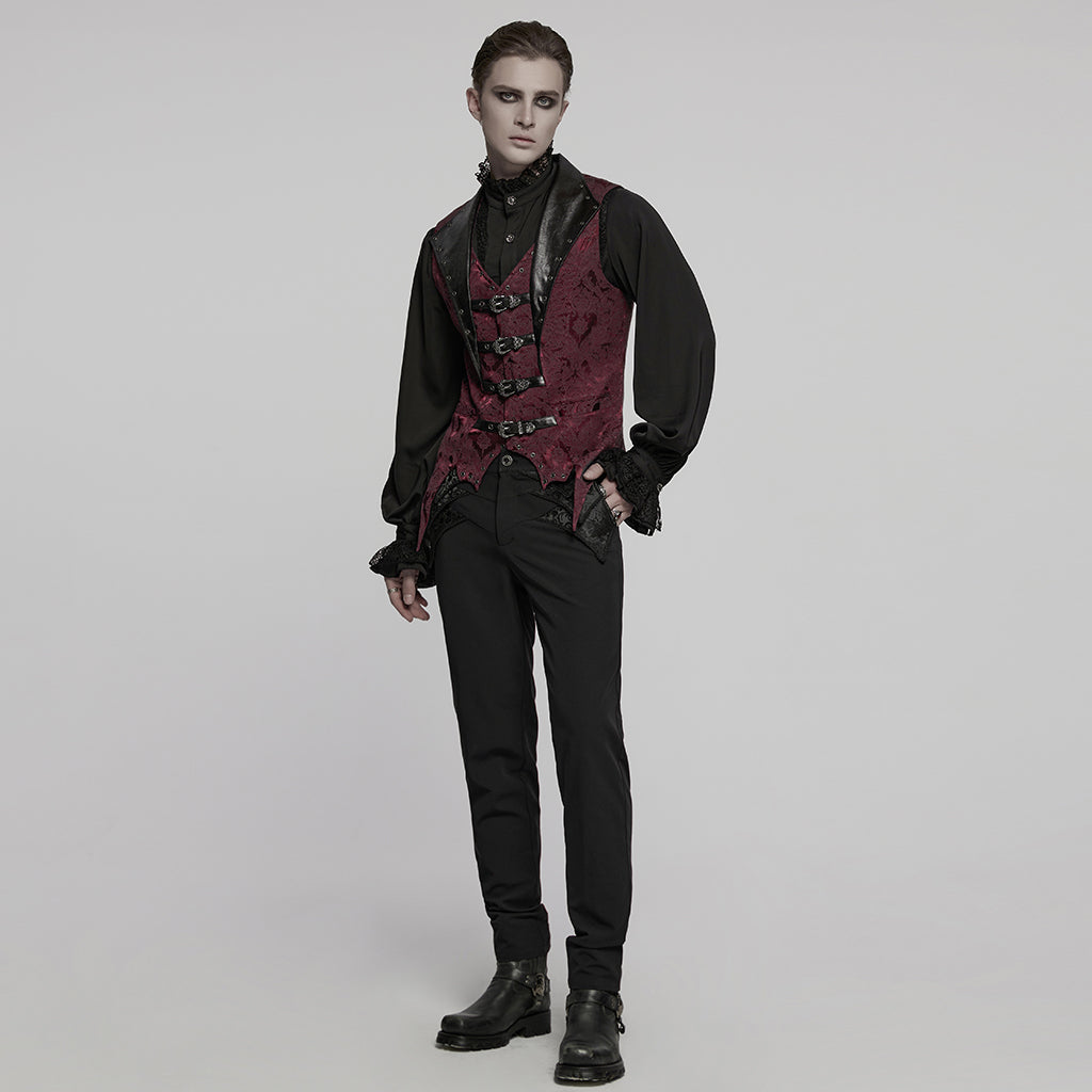 WY-1765MJM Gothic Vest Steampunk Buckle Waistcoat Victorian Brocade Design