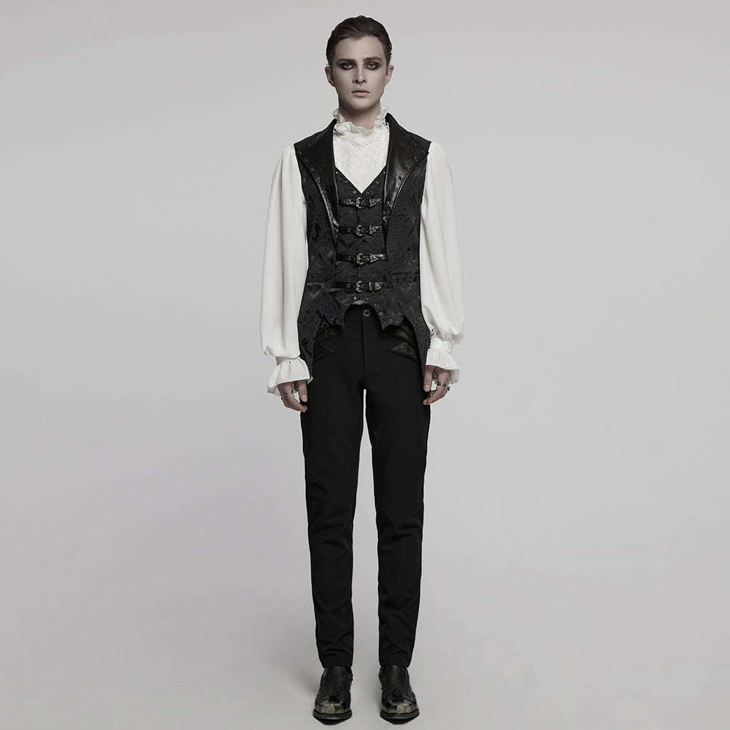 WY-1765MJM Gothic Vest Steampunk Buckle Waistcoat Victorian Brocade Design