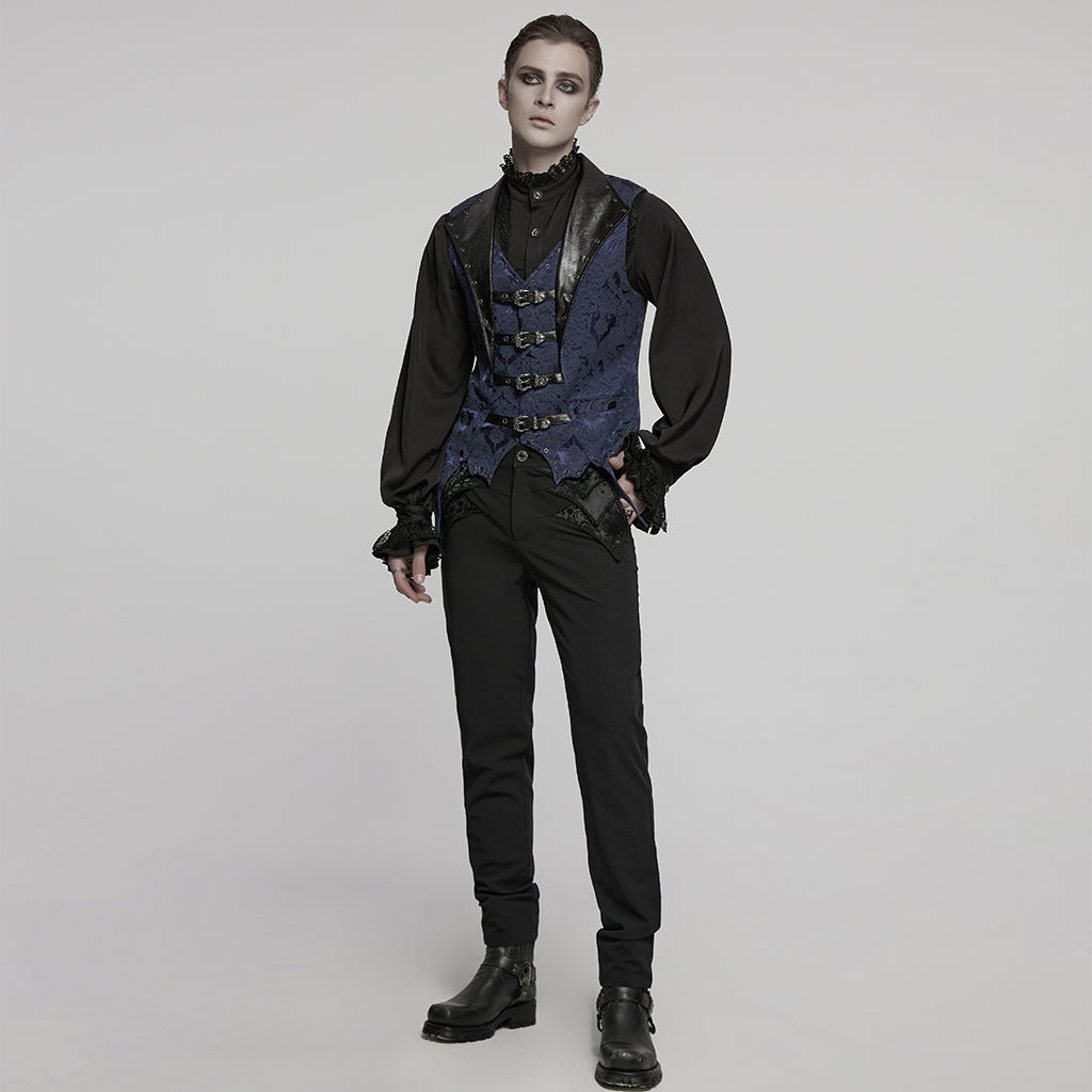 WY-1765MJM Gothic Vest Steampunk Buckle Waistcoat Victorian Brocade Design