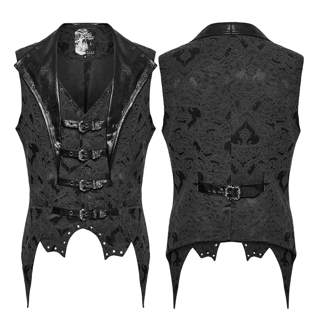 WY-1765MJM Gothic Vest Steampunk Buckle Waistcoat Victorian Brocade Design