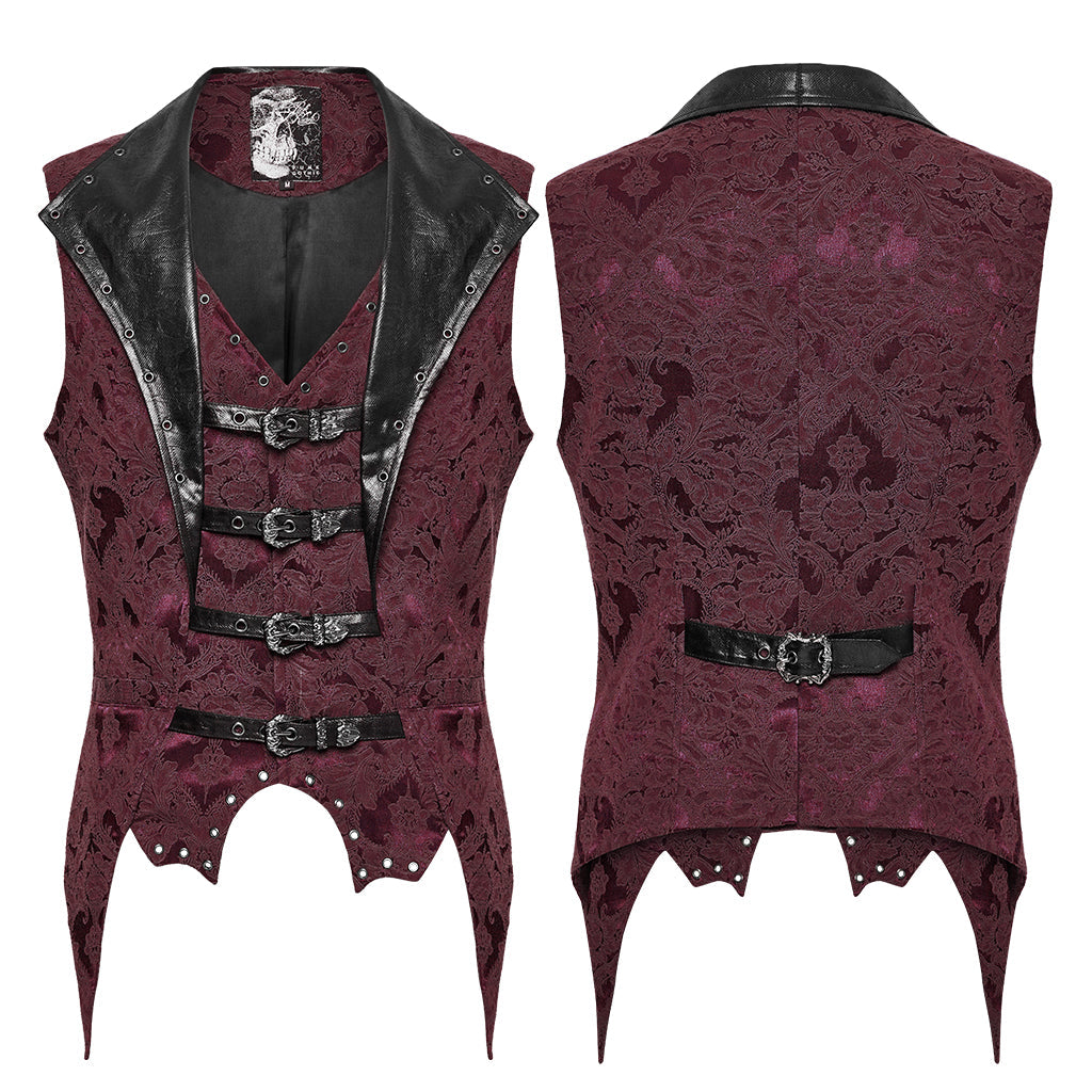 WY-1765MJM Gothic Vest Steampunk Buckle Waistcoat Victorian Brocade Design