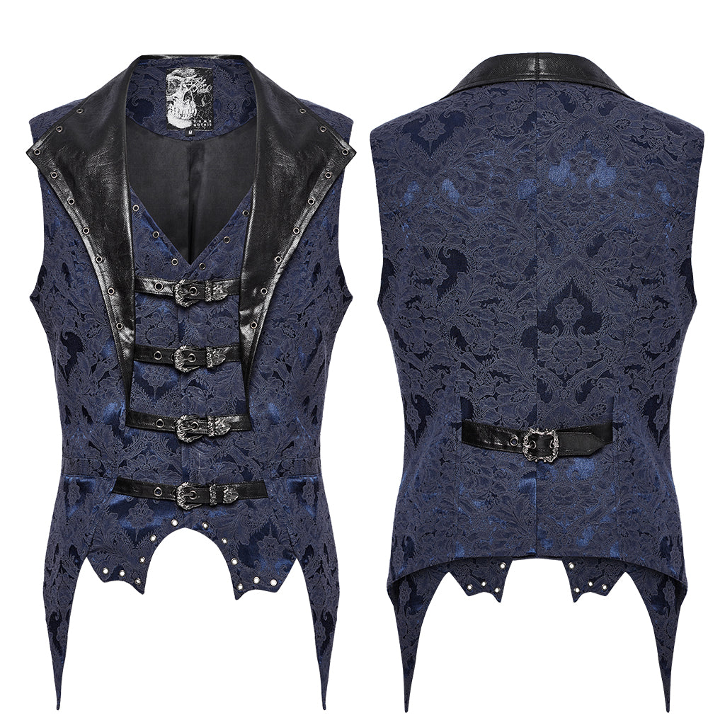 WY-1765MJM Gothic Vest Steampunk Buckle Waistcoat Victorian Brocade Design