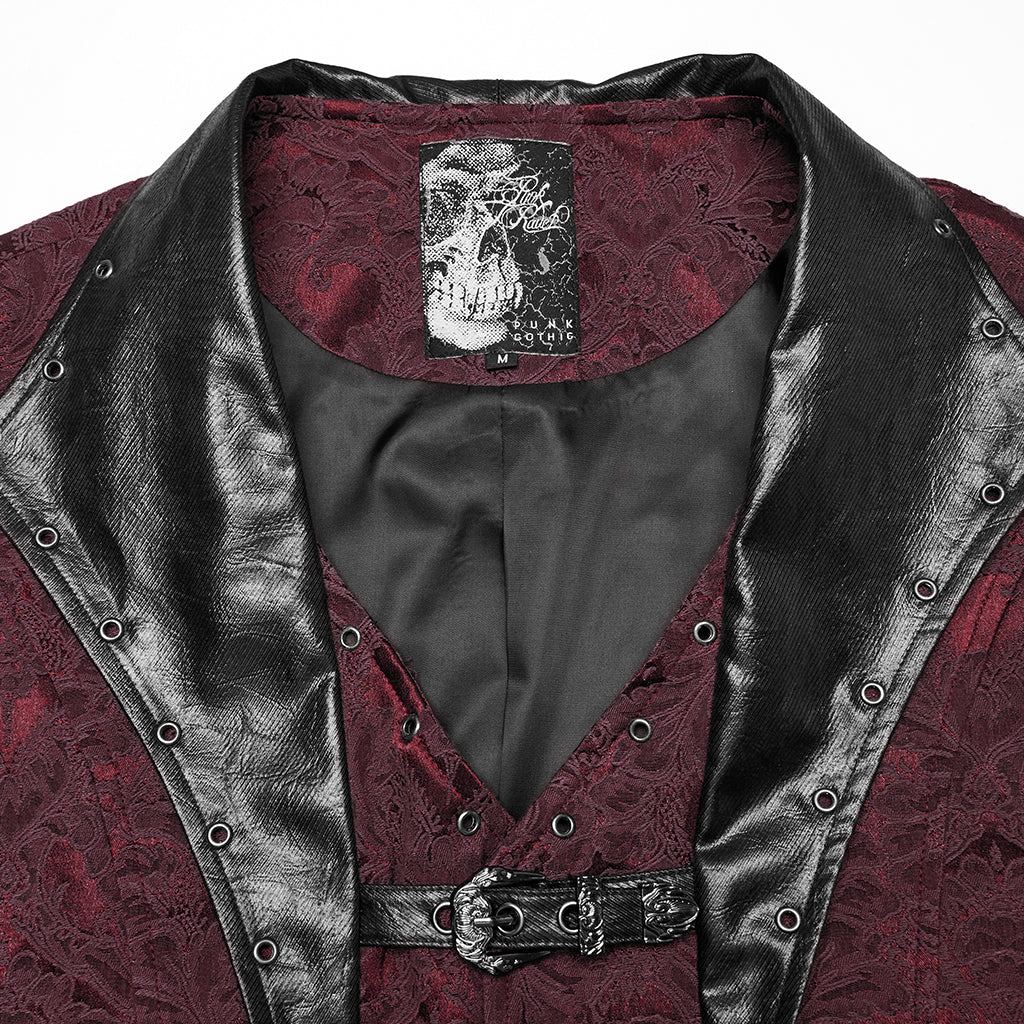 WY-1765MJM Gothic Vest Steampunk Buckle Waistcoat Victorian Brocade Design