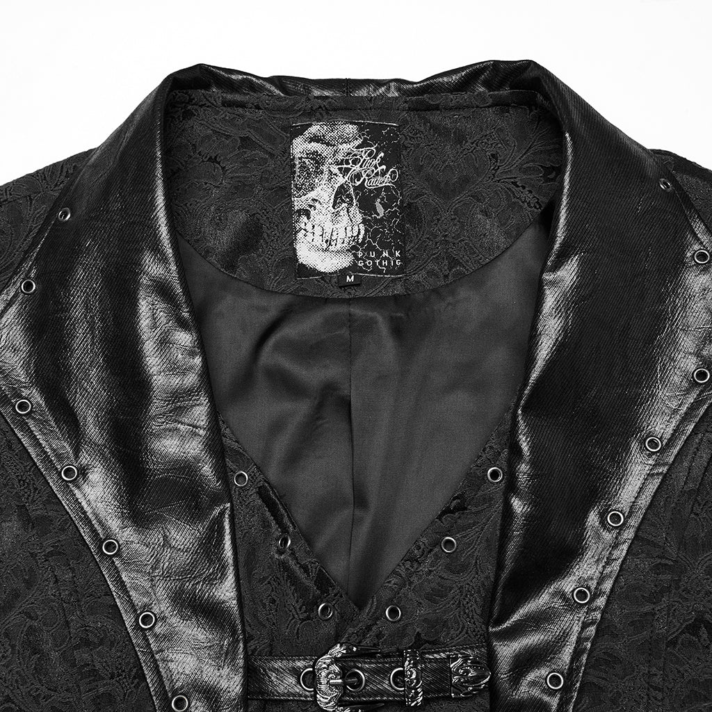 WY-1765MJM Gothic Vest Steampunk Buckle Waistcoat Victorian Brocade Design