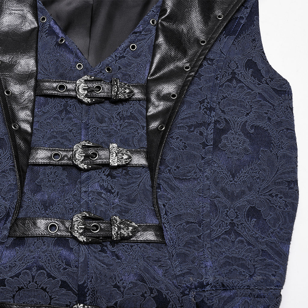 WY-1765MJM Gothic Vest Steampunk Buckle Waistcoat Victorian Brocade Design