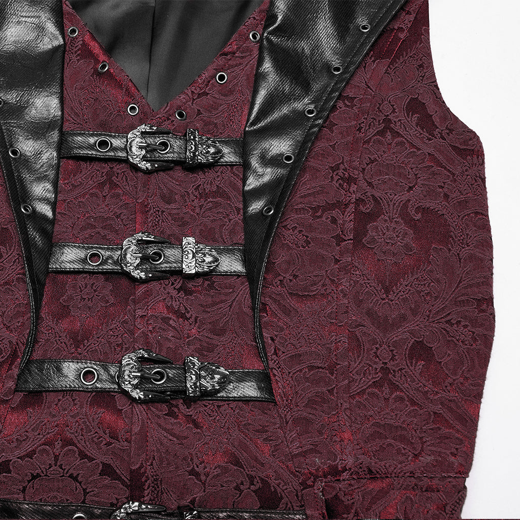 WY-1765MJM Gothic Vest Steampunk Buckle Waistcoat Victorian Brocade Design