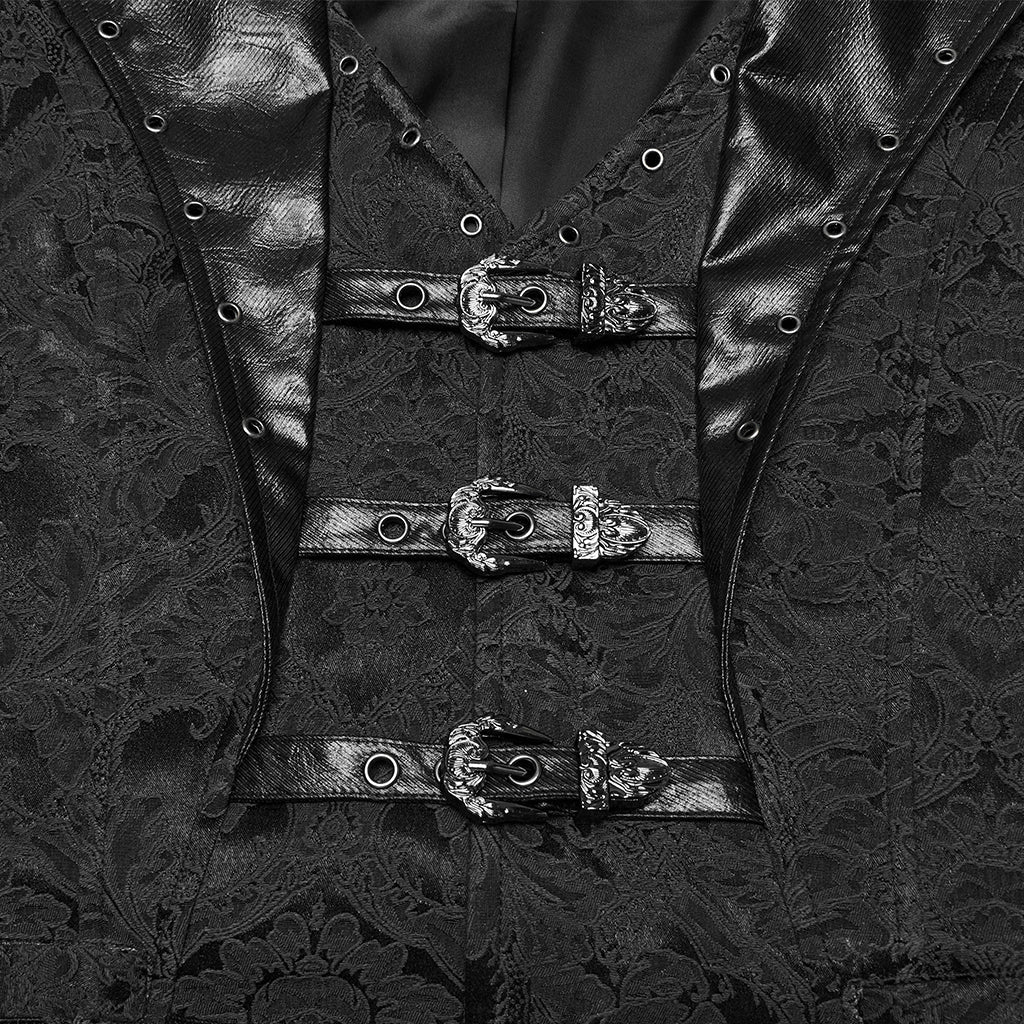 WY-1765MJM Gothic Vest Steampunk Buckle Waistcoat Victorian Brocade Design