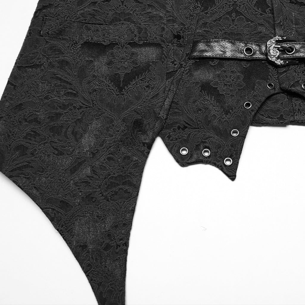 WY-1765MJM Gothic Vest Steampunk Buckle Waistcoat Victorian Brocade Design