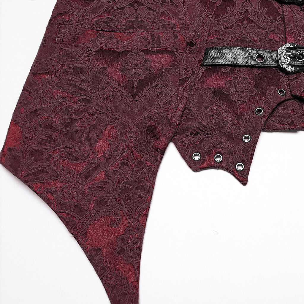 WY-1765MJM Gothic Vest Steampunk Buckle Waistcoat Victorian Brocade Design