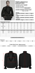 WY-1766CCM Gothic Shirts Mens Victorian Ruffled Lace Black Top