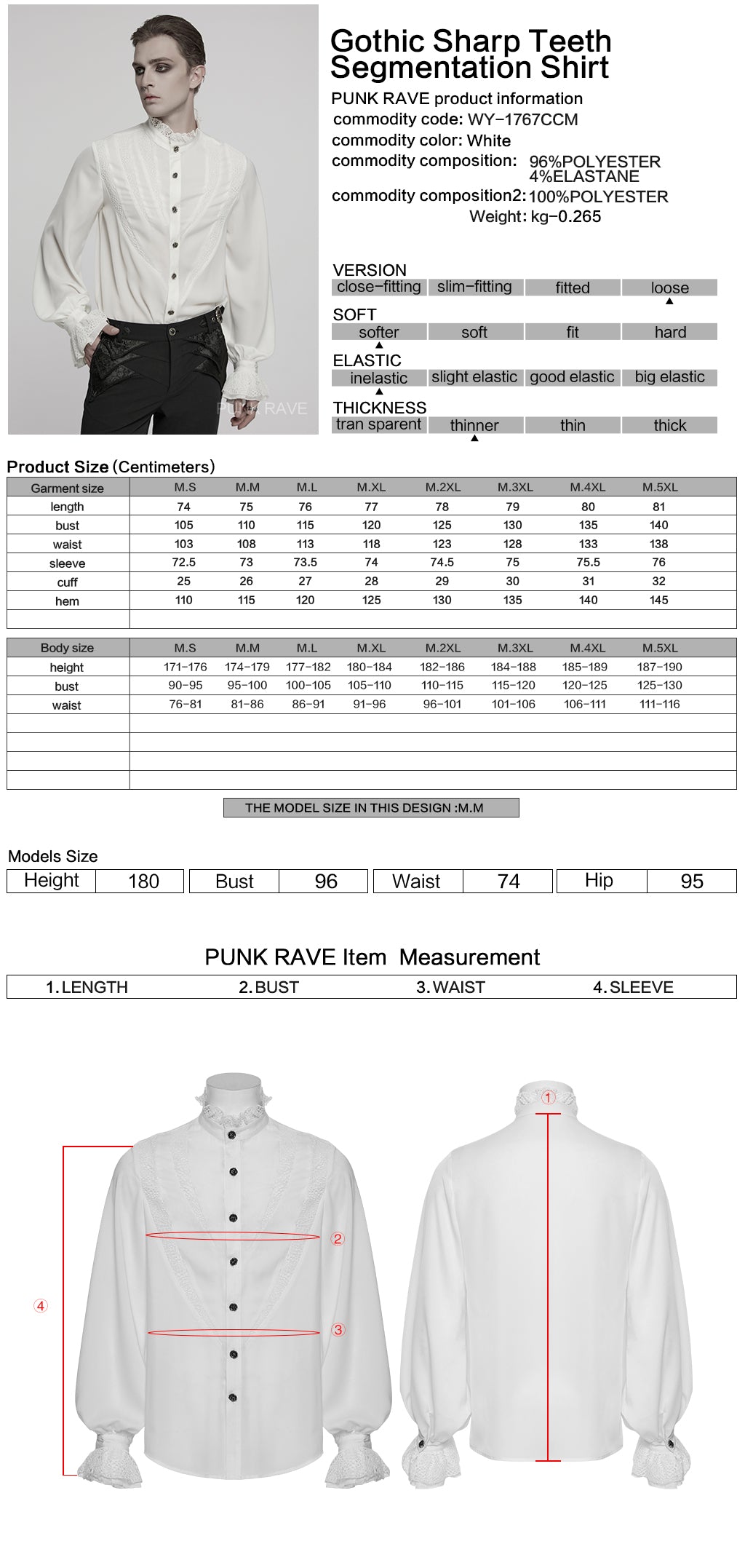 WY-1767CCM Mens Victorian Lace Trim Gothic Shirts Long Sleeve Elegance