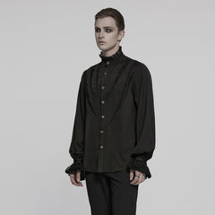 WY-1767CCM Mens Victorian Lace Trim Gothic Shirts Long Sleeve Elegance