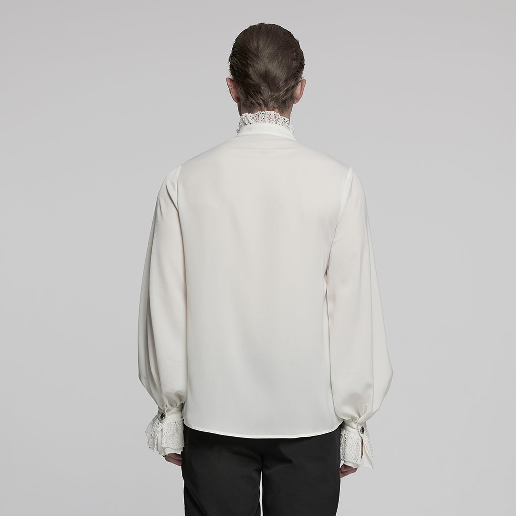 WY-1767CCM Mens Victorian Lace Trim Gothic Shirts Long Sleeve Elegance