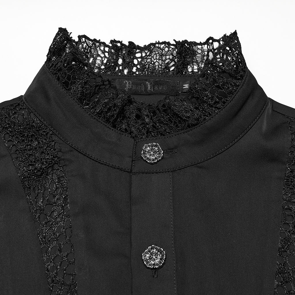 WY-1767CCM Mens Victorian Lace Trim Gothic Shirts Long Sleeve Elegance