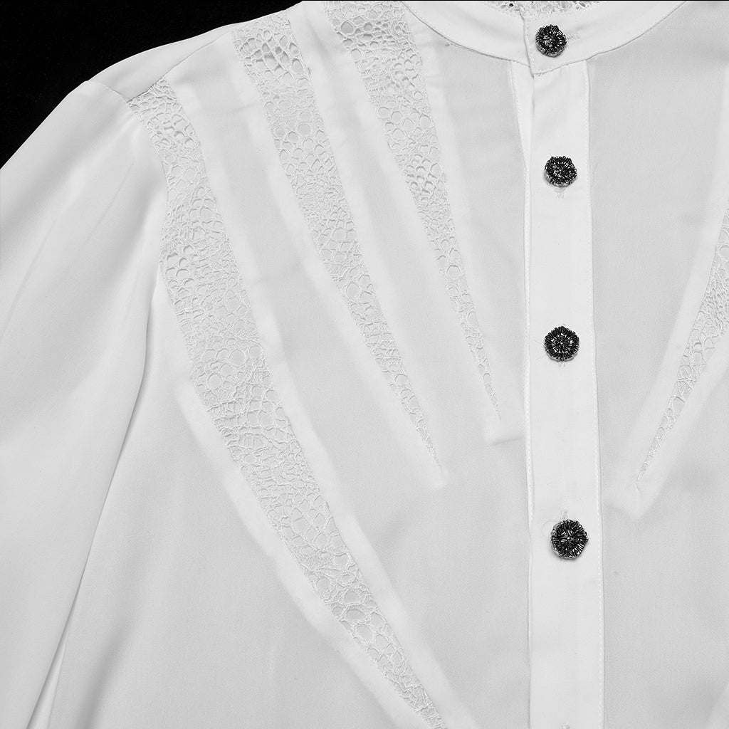 WY-1767CCM Mens Victorian Lace Trim Gothic Shirts Long Sleeve Elegance