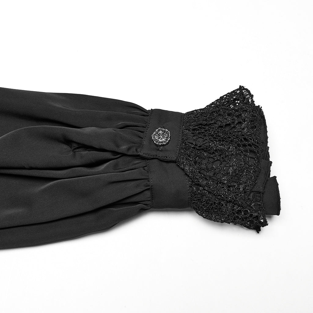 WY-1767CCM Mens Victorian Lace Trim Gothic Shirts Long Sleeve Elegance