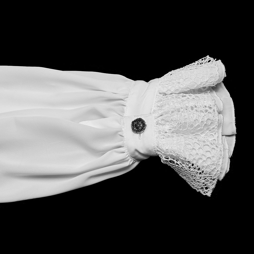 WY-1767CCM Mens Victorian Lace Trim Gothic Shirts Long Sleeve Elegance