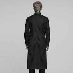 WY-1769XCM Gothic Longline Leather Accent Punk Coat with High Collar