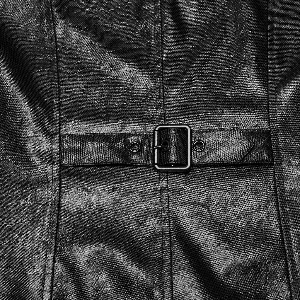 WY-1770XCM Mens Gothic Hooded Zipper Punk Jackets in Black Leather Style