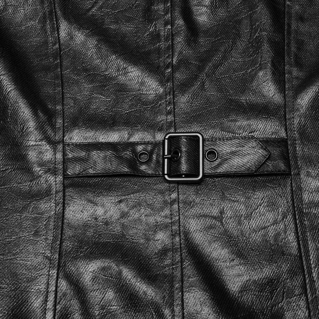 WY-1770XCM Mens Gothic Hooded Zipper Punk Jackets in Black Leather Style