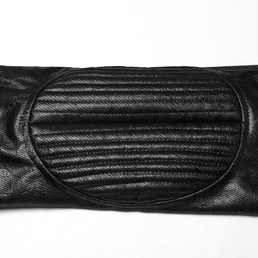 WY-1770XCM Mens Gothic Hooded Zipper Punk Jackets in Black Leather Style