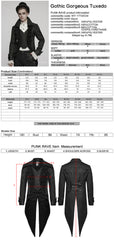 WY-1773XCM Steampunk Victorian Gothic Coat with Ruffled Lapel and Tail Hem