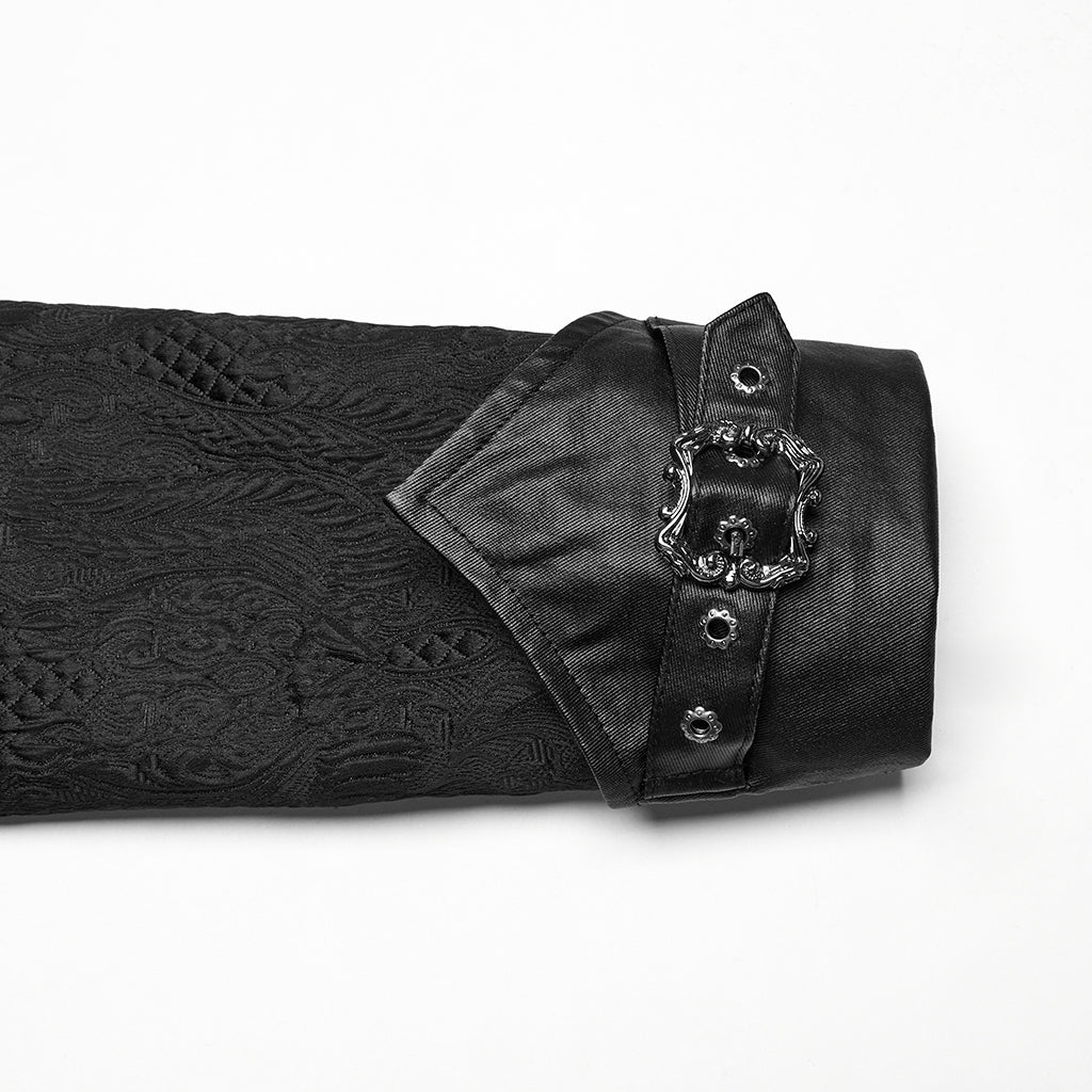 WY-1773XCM Steampunk Victorian Gothic Coat with Ruffled Lapel and Tail Hem