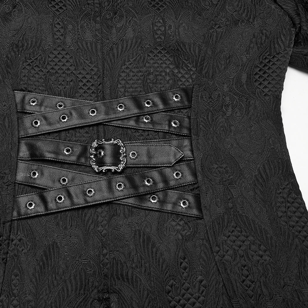 WY-1773XCM Steampunk Victorian Gothic Coat with Ruffled Lapel and Tail Hem