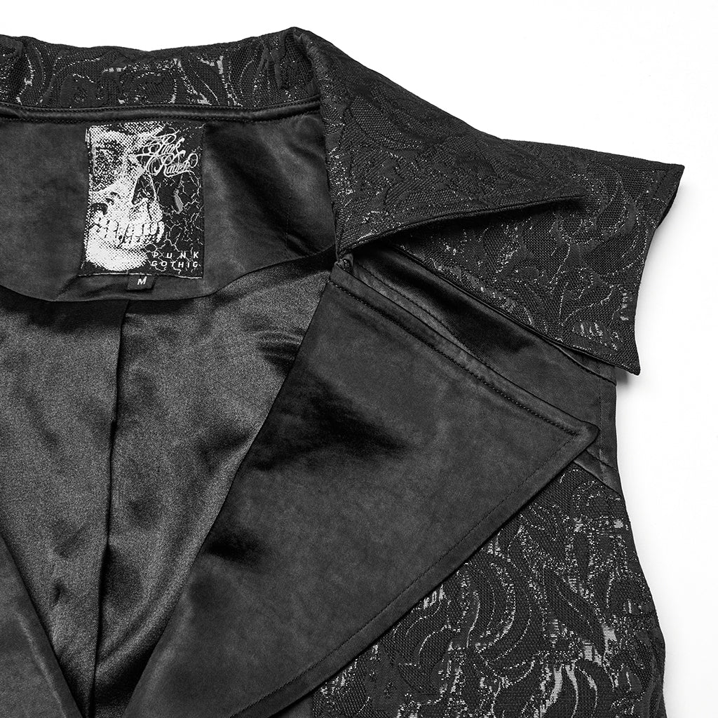 WY-1775MJM Mens Steampunk Gothic Vest with Lace and Statement Collar