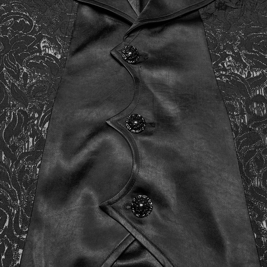 WY-1775MJM Mens Steampunk Gothic Vest with Lace and Statement Collar