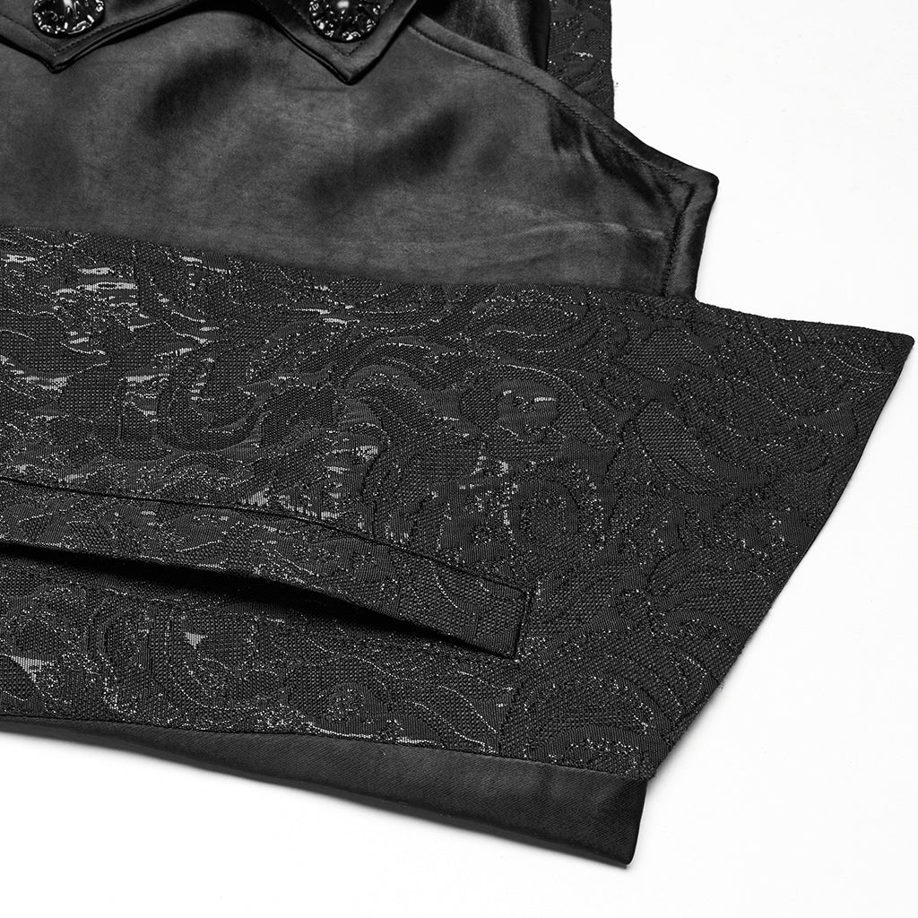 WY-1775MJM Mens Steampunk Gothic Vest with Lace and Statement Collar
