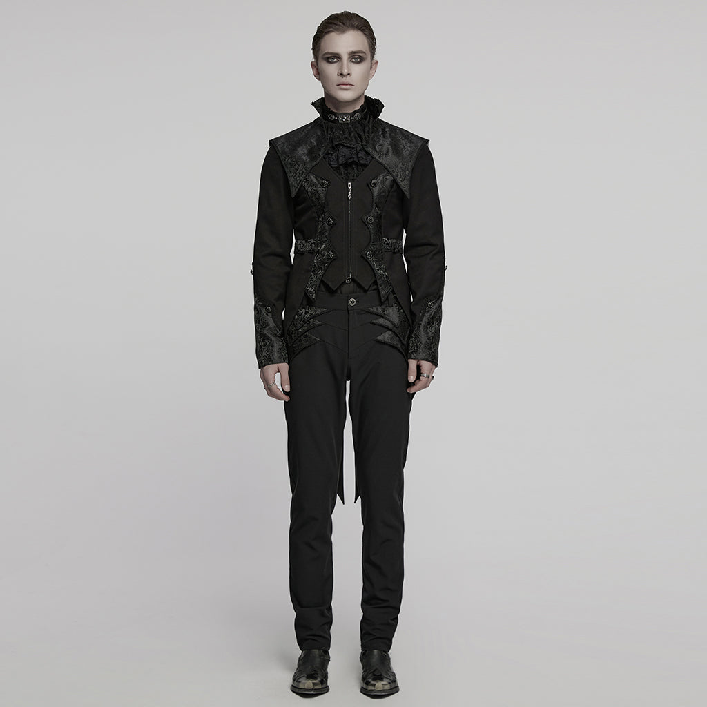WY-1789LDM Gothic Coat Dark Victorian Brocade Jacket Menswear Tailored Design