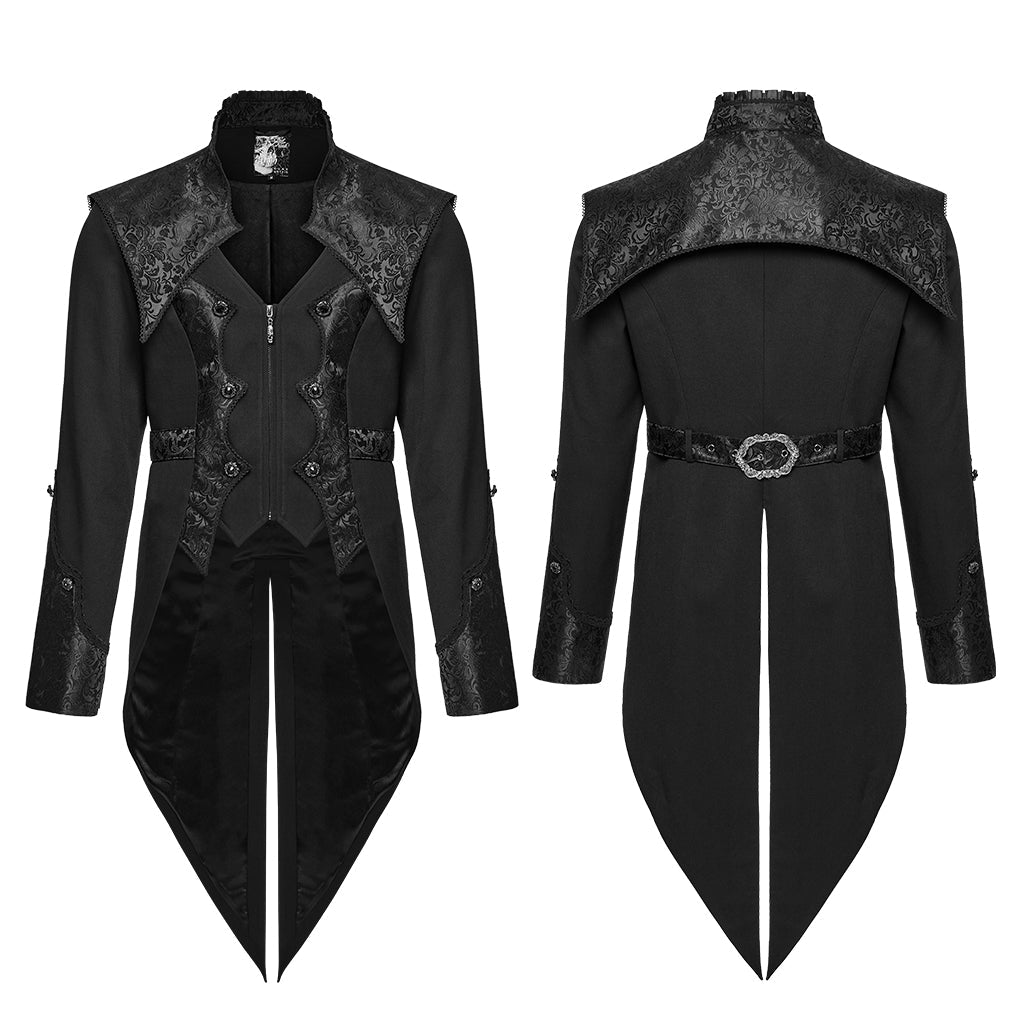 WY-1789LDM Gothic Coat Dark Victorian Brocade Jacket Menswear Tailored Design