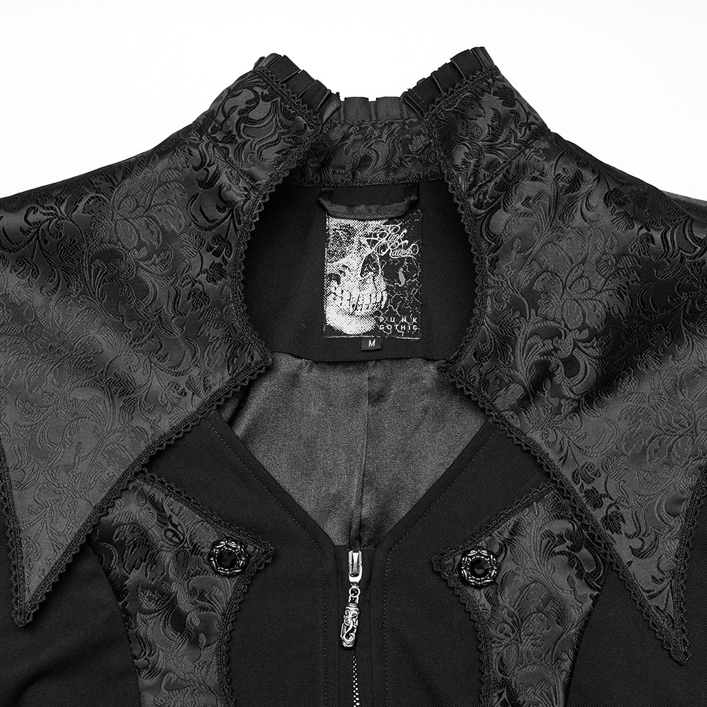 WY-1789LDM Gothic Coat Dark Victorian Brocade Jacket Menswear Tailored Design