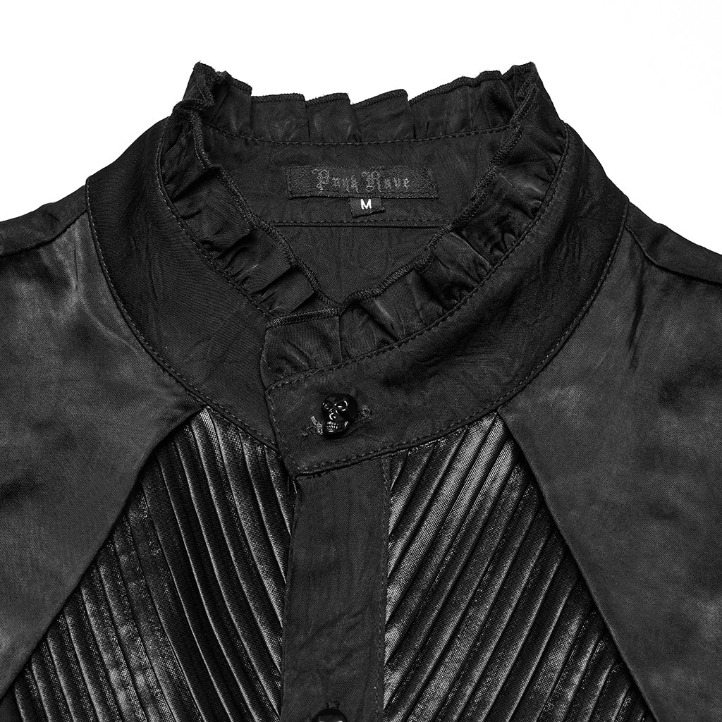 WY-1790CCM Gothic Shirts Men Jacquard Lace Collar Dark Green Design