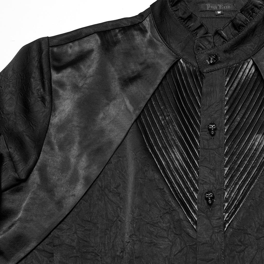 WY-1790CCM Gothic Shirts Men Jacquard Lace Collar Dark Green Design