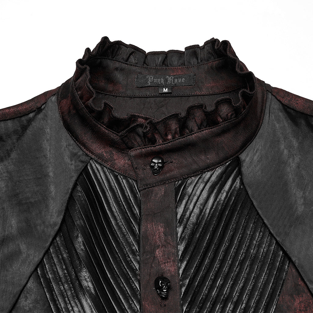WY-1790CCM Gothic Shirts Men Jacquard Lace Collar Dark Green Design