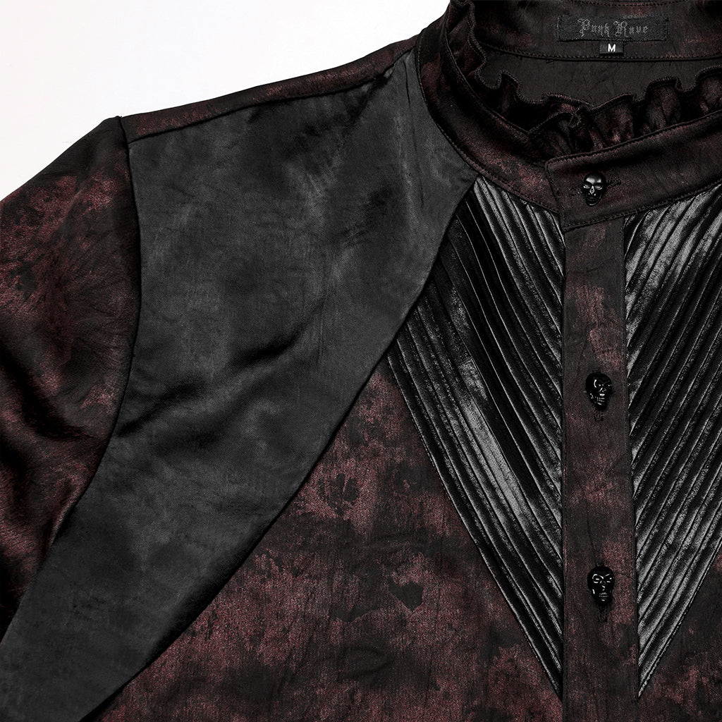 WY-1790CCM Gothic Shirts Men Jacquard Lace Collar Dark Green Design
