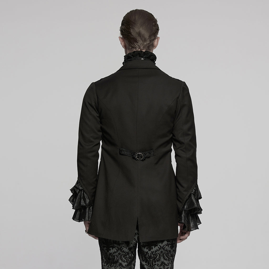 WY-1791LDM Victorian Gothic Coat Black Lace Tailored Vintage Steampunk Jacket