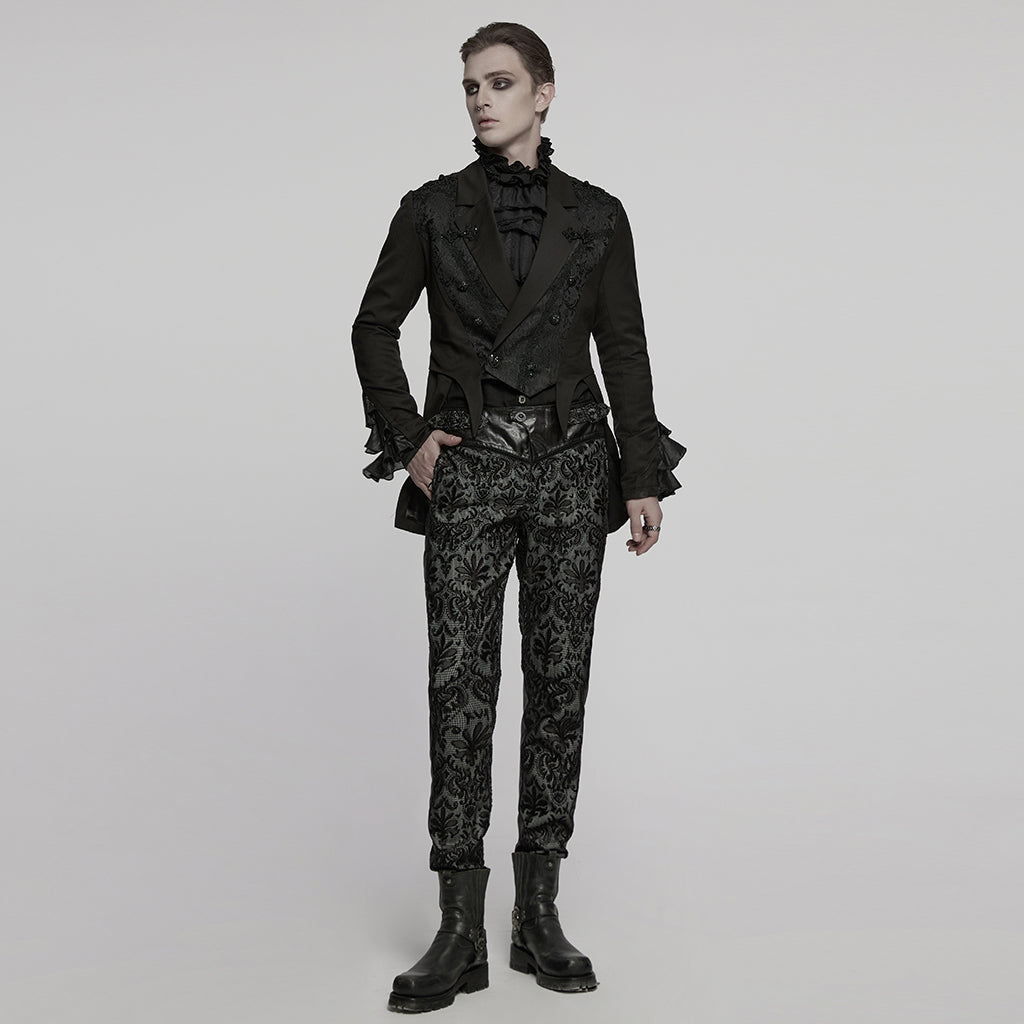 WY-1791LDM Victorian Gothic Coat Black Lace Tailored Vintage Steampunk Jacket