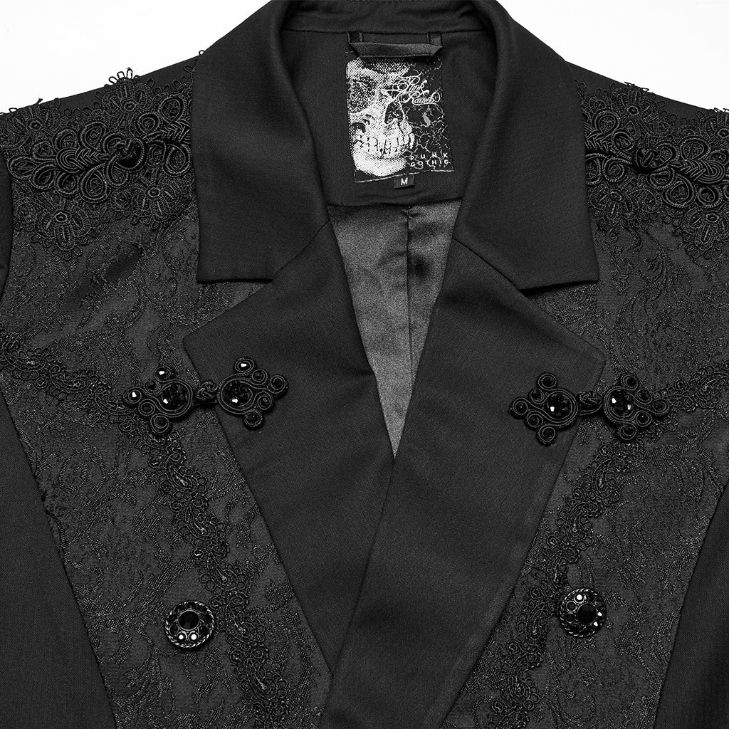 WY-1791LDM Victorian Gothic Coat Black Lace Tailored Vintage Steampunk Jacket