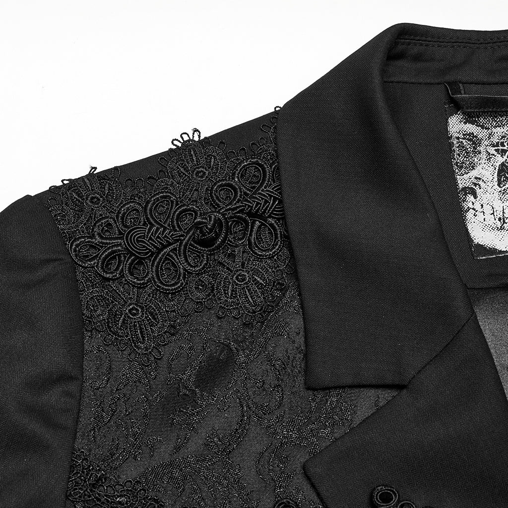 WY-1791LDM Victorian Gothic Coat Black Lace Tailored Vintage Steampunk Jacket